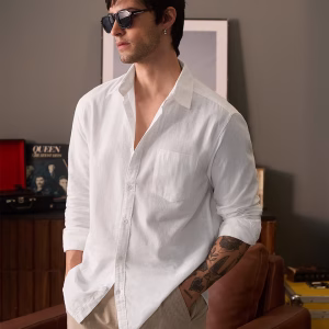 Premium white cotton casual shirt for men by Labelrare