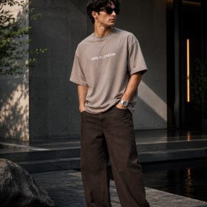 Premium oversized beige t-shirt for men by Labelrare
