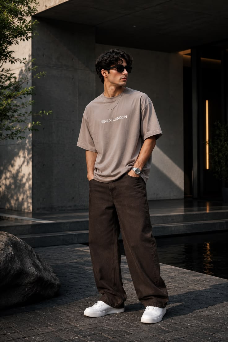 Premium oversized beige t-shirt for men by Labelrare