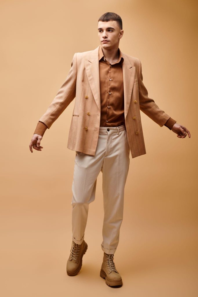 Men's premium beige blazer fashion outfit