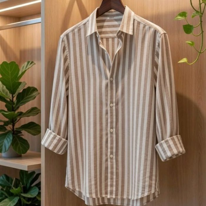 Beige striped premium casual shirt